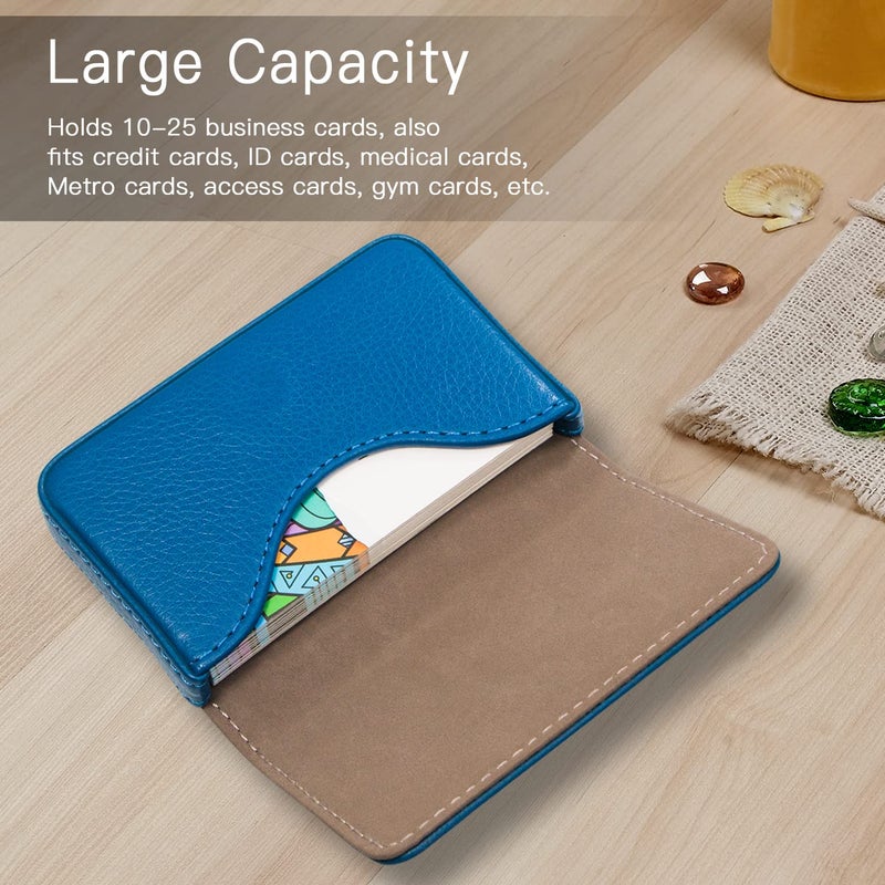 Padike Business Name Card Holder Luxury PU Leather,Business Name Card Holder Wallet Credit card ID Case/Holder For Men & Women - Keep Your Business Cards Clean(Blue) - Image 3